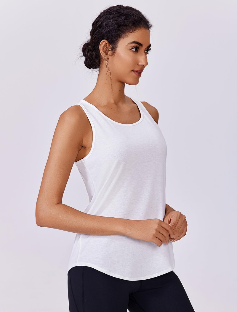PINSPARK Gym Shirts Woman Workout Tops Racer Back Loose Fit Exercise Running Shirt Lightweight Yoga Top Pack, Black/White L