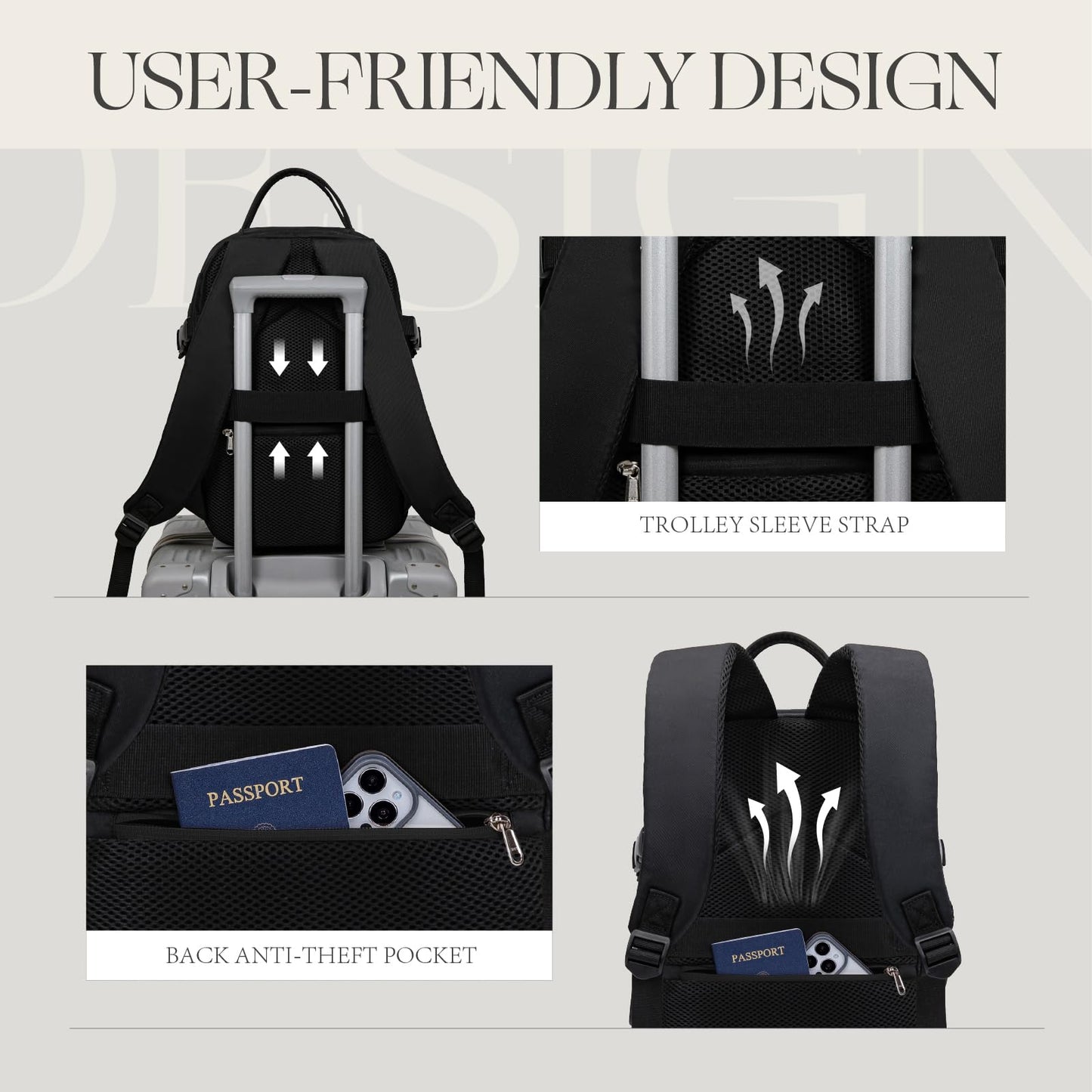 for Ryanair Cabin Bags 40x20x25 Underseat Anti Theft Carry-ons, Travel Backpack Cabin Size Hand Luggage Bag with Water Bottle Holder