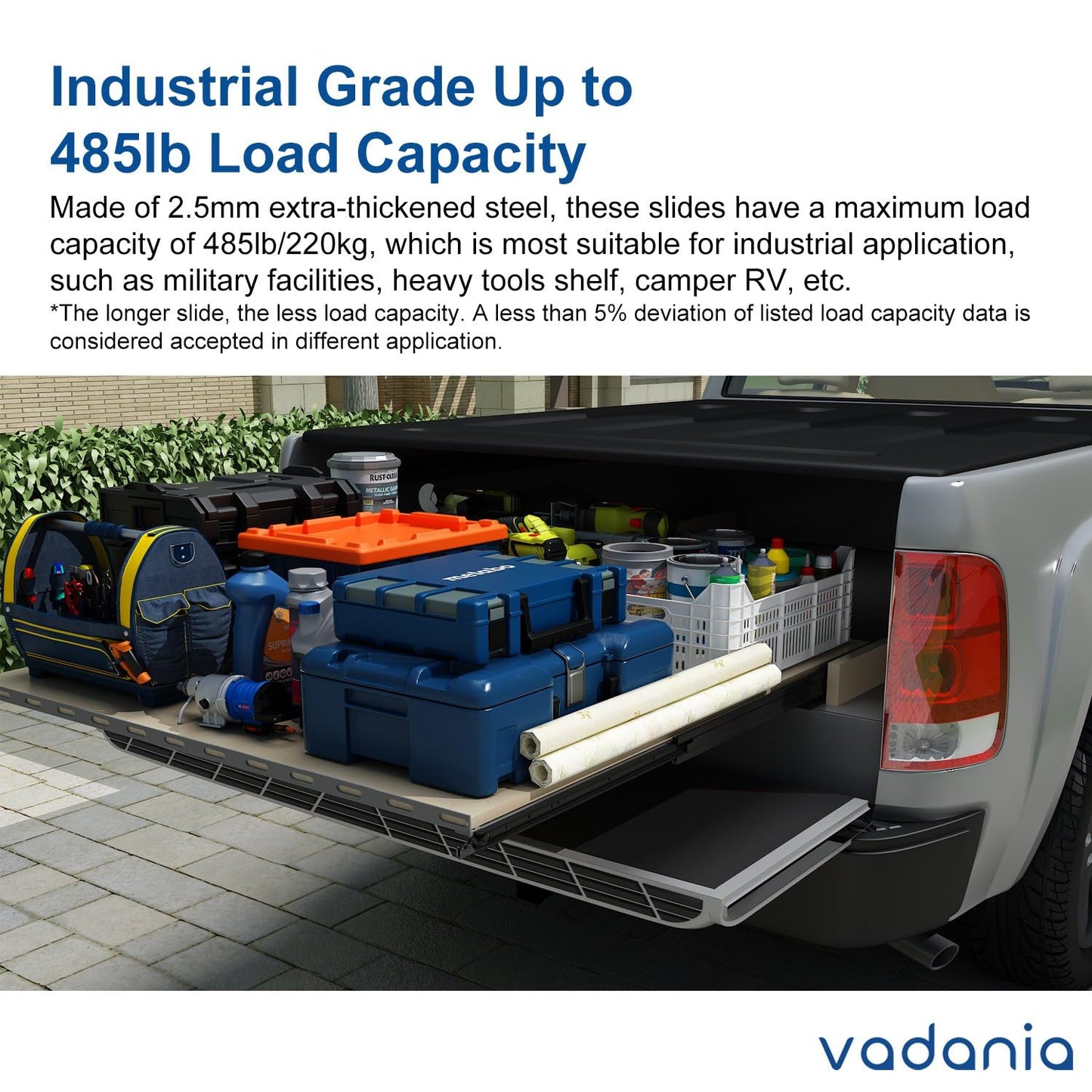VADANIA 48" Ultra Heavy Duty Drawer Slide with Lock #VD2576-b, 3" Widening Black-electroplated Cold-Rolled Steel, Industrial Grade Heavy Load Capacity, 3-Fold Full Extension, Side Mount, 1-Pair