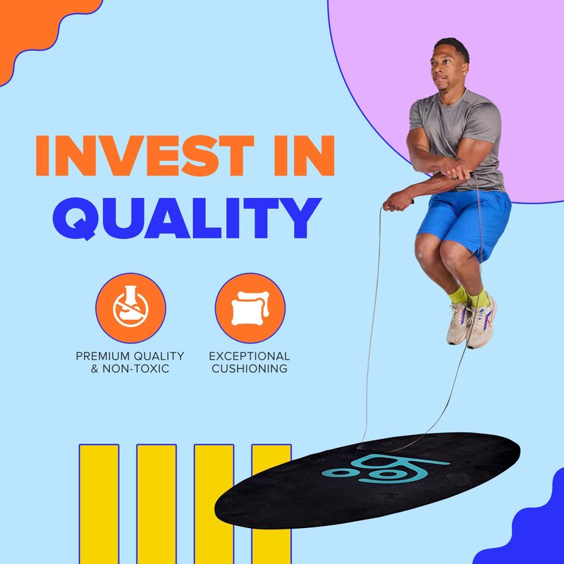 X-Large Roo Jump Rope Mat - 71"x36" The Ultimate Non-Slip Thick 6mm Jump Rope Mat Outdoor and Indoor Workouts - Prevents Injuries, Extends Jumprope Mat Life, Easy to Store and Clean - Comes with Carrying Case - Multi-Functional for Various Exercises