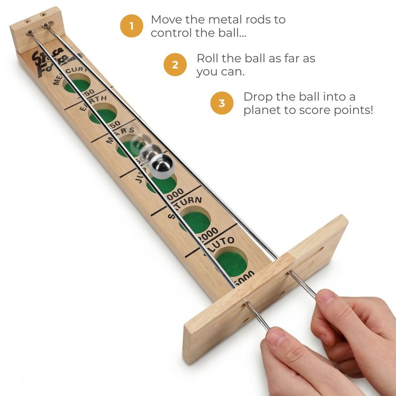 WE Games Shoot the Moon - Classic Solid Wood Rolling Ball Game for Family Fun & Skill Building, Enhances Social Skills, Patience & Perseverance