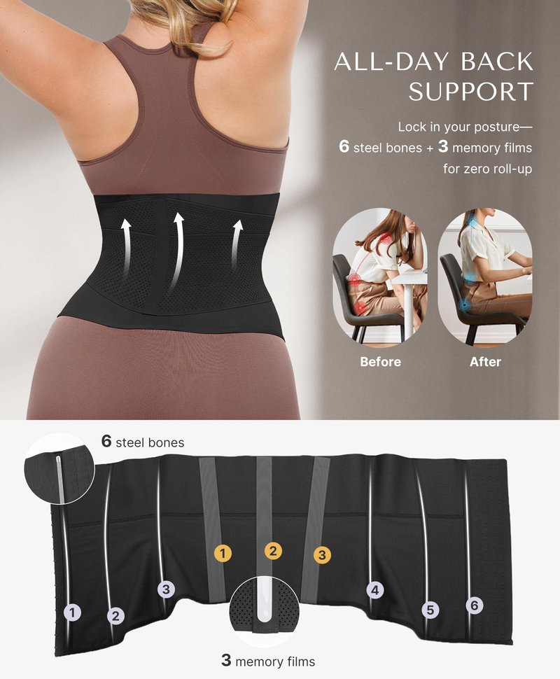 SHAPELLX Workout Waist Trainer Waist Trimmer for Lower Belly Waist Cincher Body Shaper Tummy Control Girdle(Black,XXL)