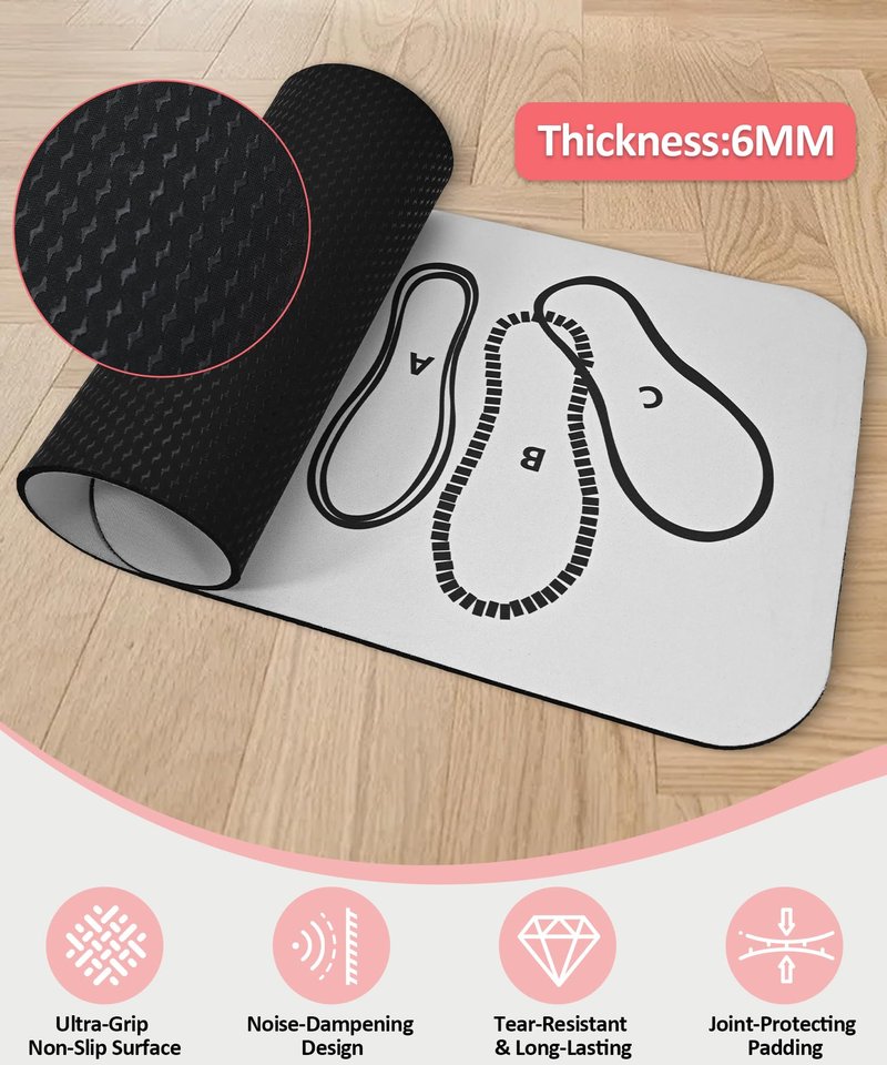 Squat Mat with Foot Position,Large Non-Slip Squat Target Pad， Pad 31.5'' X13.8'',6mm Thickness Squat Mat Foot Positioning, Exercise Mat for Squats, Leg and Abdominal Workouts