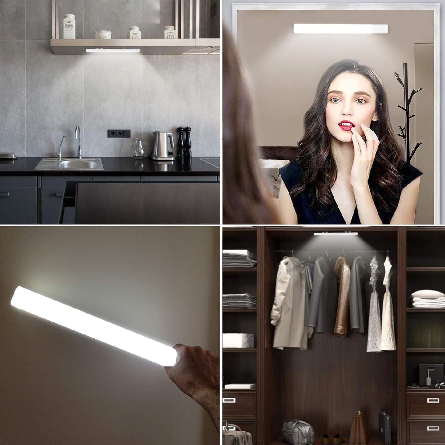 OOWOLF Vanity Mirror Light,Cordless Portable Makeup Light 6000K USB Rechargeable Brightness Dimmable for Bedroom Dressing Table, Bathroom, Dressing Room Mirror
