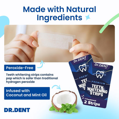 DRDENT Professional Teeth Whitening Strips 21 Treatments - Safe for Enamel - Non Sensitive Teeth Whitening - Whitening Without Any Harm - Pack of 42 Strips + Mouth Opener Included