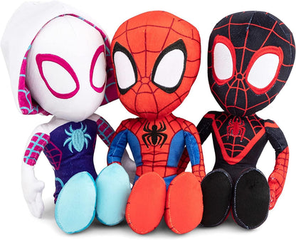 Marvel Spidey & His Amazing Friends 8" Plush 3-Pack Set - Spider-Man, Miles Morales, Gwen Stacy Ghost - Officially Licensed Stuffed Animal Toy Figures - Spider-Verse Gift for Kids, Boys, Girls