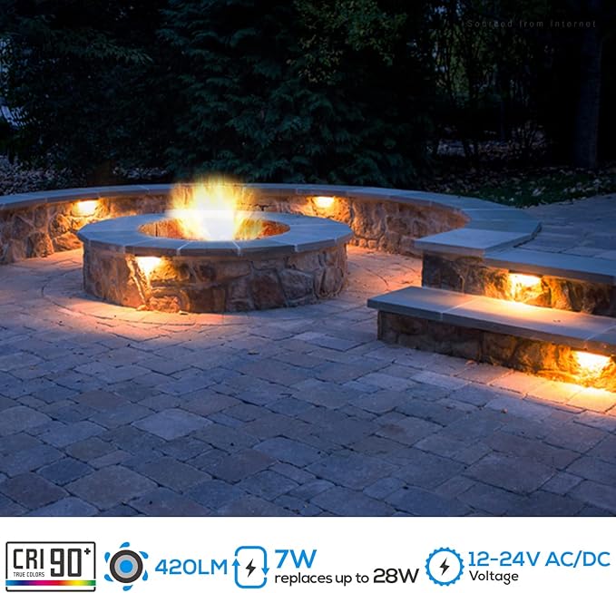 LEONLITE 5CCT 12 Inch Hardscape Lighting Low Voltage LED Swivel, 2200K/2700K/3000K/4000K/5000K Selectable, Retaining Wall Light, 12V, 7W, LED Hardscape Light, Paver Step Lights, ETL Listed, Pack of 4