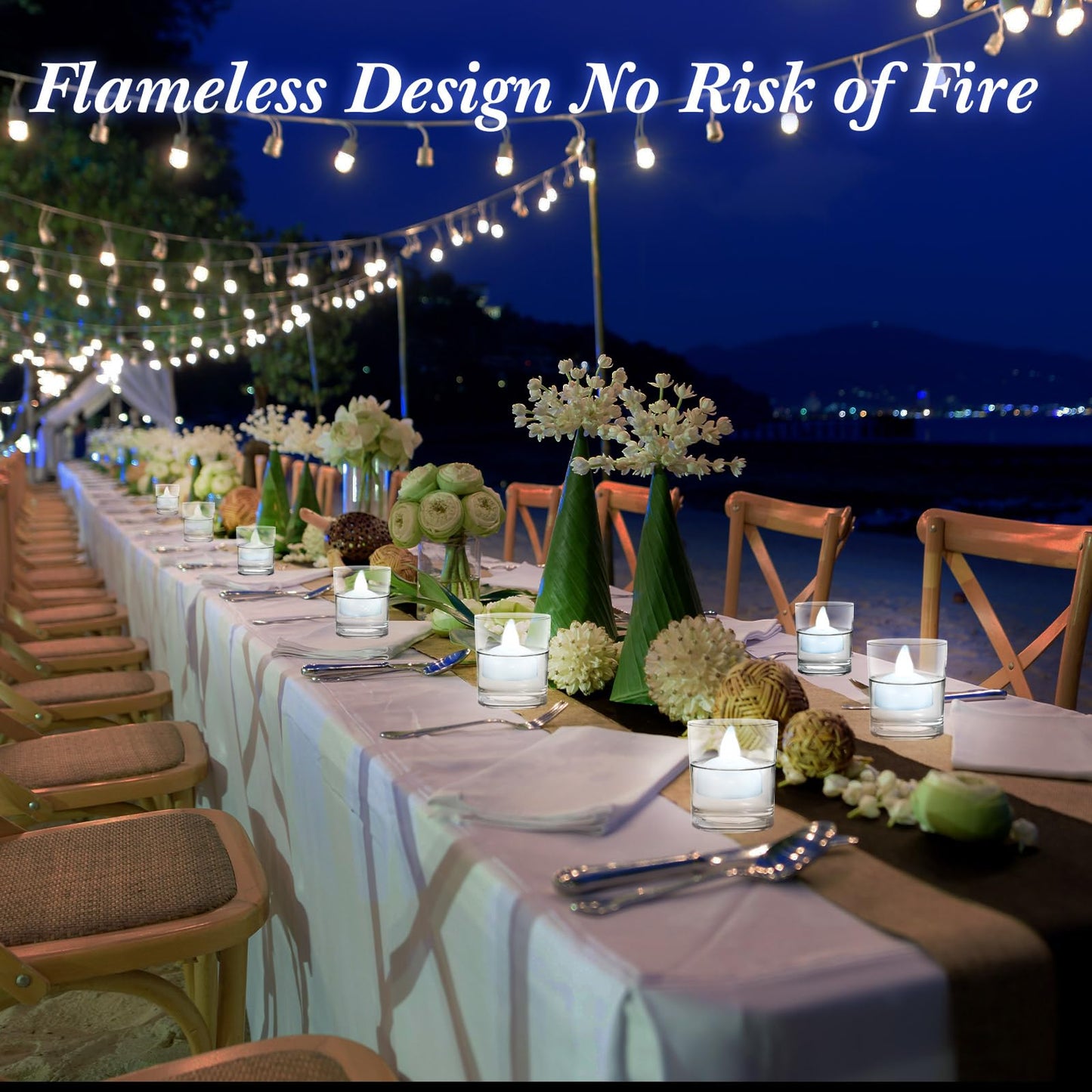 Honoson 24 Pack Flameless LED Floating Candles 1. 6'' Waterproof LED Floating Tealights Battery Water Activated Tealights for Weddings Pool Centerpiece Party Decor(White)