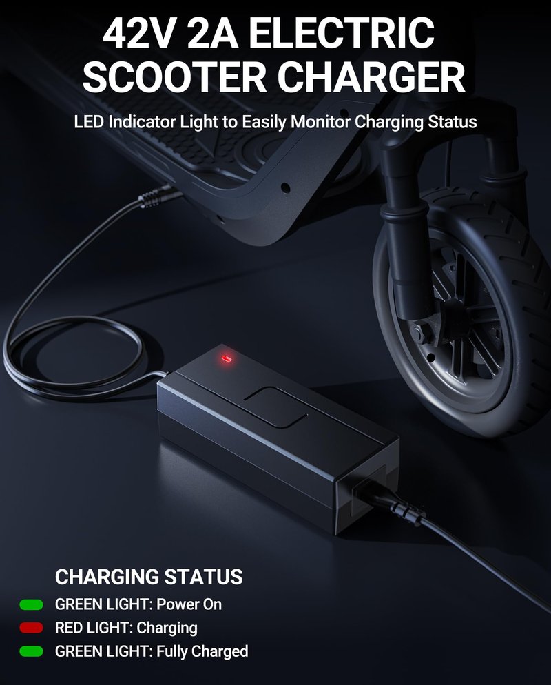 SAYSOLAK 42V 2A Electric Scooter Charger for Hover-1 Journey Alpha Highlander Dynamo Gambit Helios Alpha Cargo Escape Formula Jive Scooters, 9.8Ft Power Adapter Replacement Fit for 36V Li-Ion Battery