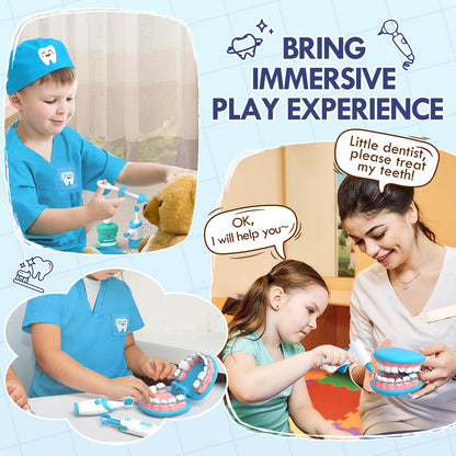 Lehoo Castle Doctors Set for Kids, Dentist Toys for Kids, Role Play Toys for 3+ Year Old Girls, Doctors Kit Gifts for 3-8 Year Old Toddlers(Blue)