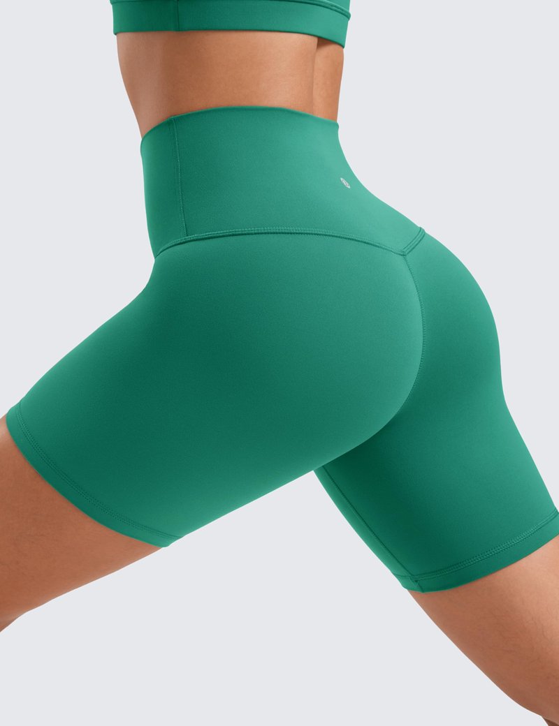 CRZ YOGA ButterLuxe Biker Shorts 6" - High Waisted Workout Running Volleyball Spandex Yoga Womens Cascadia Green X-Large