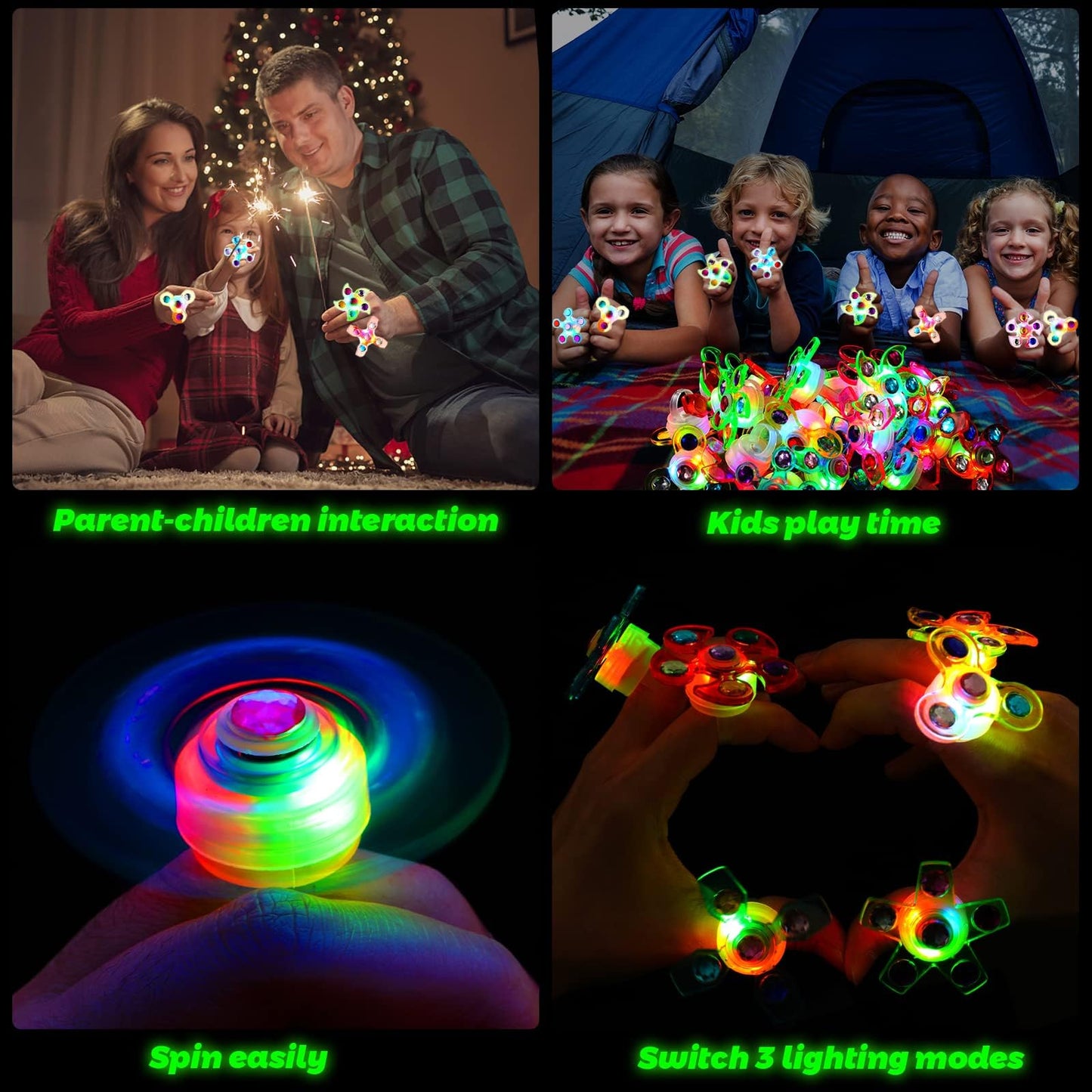 Mikulala 24 PCS LED Light Up Fidget Spinners Rings Halloween Party Favors for Kids 4-8 8-12 Goodie Treat Bag Stuffers Pinata,Birthday Gifts Goodie Bag Stuffers,Glow in The Dark Party Supplies