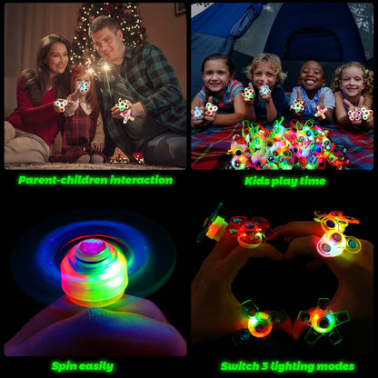 Mikulala 24 PCS LED Light Up Fidget Spinners Rings Halloween Party Favors for Kids 4-8 8-12 Goodie Treat Bag Stuffers Pinata,Birthday Gifts Goodie Bag Stuffers,Glow in The Dark Party Supplies