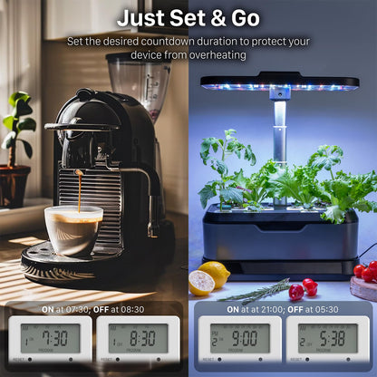 Fospower 7 Day Digital Timers for Electrical Outlets Indoor, Heavy Duty Dual Programmable Outlet Light Timer Switch, Electric Power Wall Timer for Grow Light, Appliance, Lamp, 3 Prong, Grounded