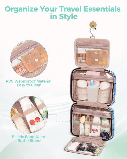 BALULHG Travel Hanging Toiletry Bag for Women, Water-Resistant Cosmetic Organizer with 4 Compartments & 360° Swivel Hook, TSA-Approved Makeup Bag for Shampoo, Full Sized Container, Toiletries (Pink)