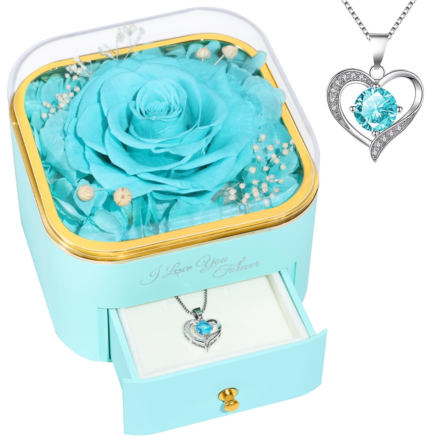 Beferr Valentines Day Gifts for Her Preserved Real Rose with Necklace Eternal Roses Forever Flowers for Delivery Prime Mothers Anniversary Birthday Gifts for Women Mom Grandma Wife Daughter Girlfriend