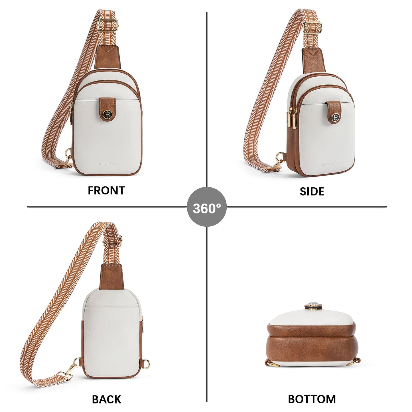 BOSTANTEN Small Sling Bag Crossbody Bags for Women Trendy Crossbody Purse Leather Chest Bag, Beige