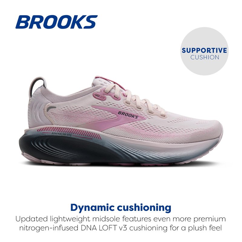 Brooks Women’s Adrenaline GTS 25 Supportive Running & Walking Shoe - Mauve/Ebony/Pink - 9.5 Medium