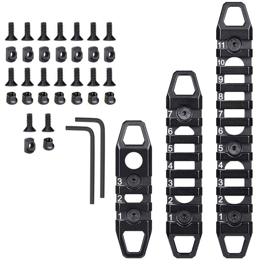 West Lake Keymod Picatinny Rail Sections, 3-Slot 7-Slot 11-Slot, Solid Aluminum Single Dual Keymod MLOCK Compatible Multi-Functional Rails (Black)