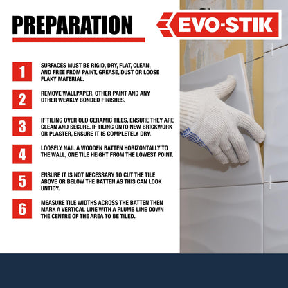 EVO-STIK Wall Tile Adhesive and Grout White 1L - Mould Resistant - Waterproof - Ready to Use