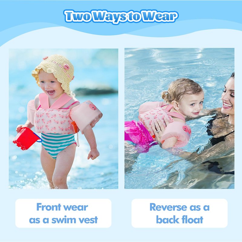 MoKo Swim Arm Band for Kids 20-30-40-50lbs, Toddler Swim Vest Cute Cartoon Swimming Wings Pool Floats Sleeve Children Water Sports Learning Swim Training Equipment, Pink Whale