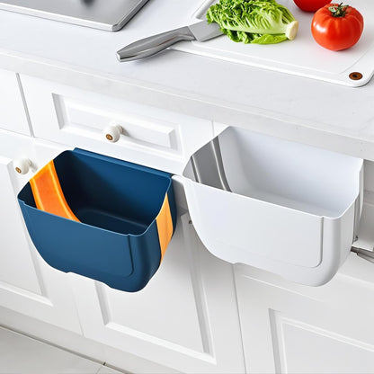 Hanging Folding Mini Trash Can for Kitchen Cabinet Door, Small Collapsible Garbage Bin Under Sink,Wall Mounted Waste Bin- Container Cabinet/Bedroom/Bathroom (3L)(White)