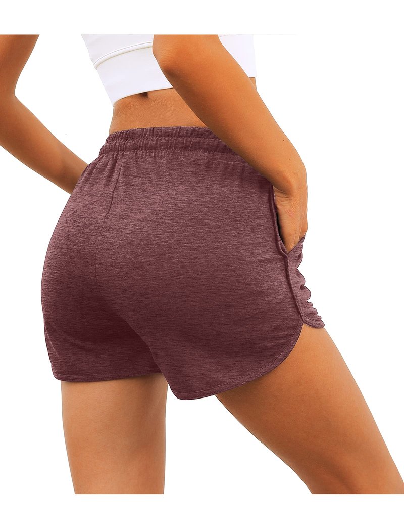 Aloodor Women's Shorts Running Workout Shorts Casual Summer Burgundy S