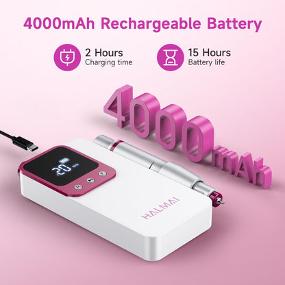 Electric Nail Drill Professional, Portable Nail File for Acrylic Gel Nails, Cordless Rechargeable Ultra Power Nail Drill Kit 40000RPM, HMC320 Salon-Grade Efile Nail Machine (Dark Grey)