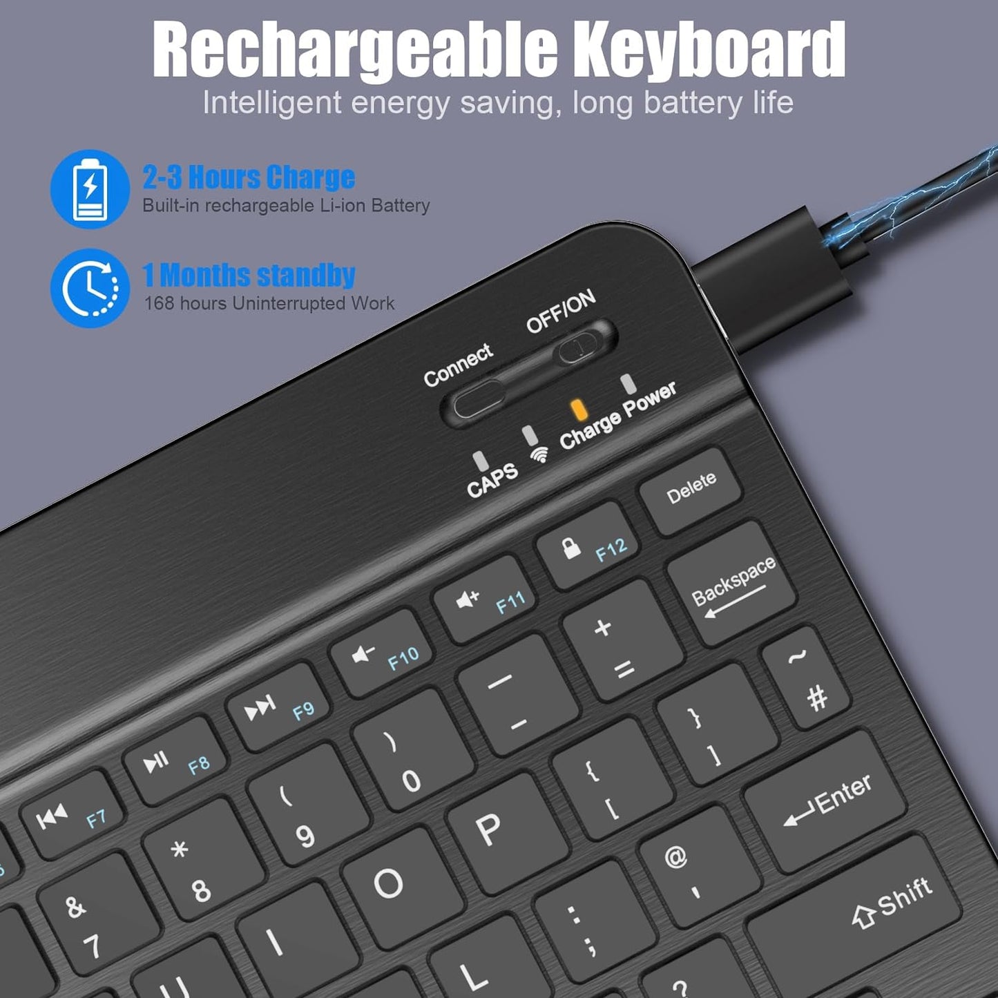 NOOX Bluetooth Keyboard for iPad 10th Generation, iPad Pro 13/12/11/10/9/8/7 inch, iPad Air 13/11th Gen, iPad mini, Tablets, etc. - Slim Wireless Portable Travel Office Computer Accessories