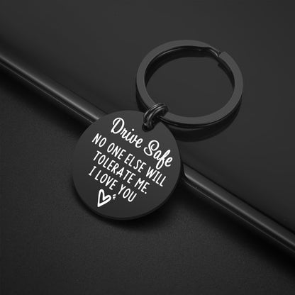 iJuqi Drive Safe Keychain Boyfriend Gift - Valentine's Day Gifts for Him Men Funny New Driver Keyring Cute Boyfriend Husband Gifts from Girlfriend Wife