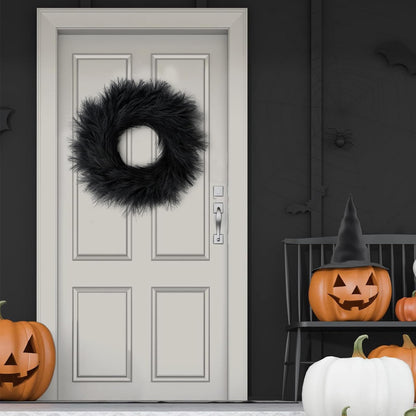 Sggvecsy Pampas Grass Wreath 26’’ Faux Pampas Wreath for All Seasons Artificial Pampas Wreath Christmas Decor Boho Wall Decor for Front Door Farmhouse Halloween Autumn Wreath Decoration (Black)