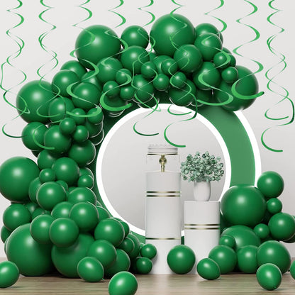 30 PCS Party Swirl Decorations Green Shinny Foil Hanging Swirl Decorations with Double-Swirls and Single-Swirls Plastic Streamer for Ceiling Plastic Metallic Streamer for Party Decorations