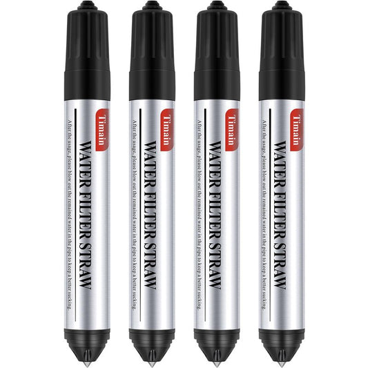 Timain 4 Pack Mini Water Filter Straws,Water Purifier Survival for Emergency Preparedness,Break Glass,Travel,Camping, Hiking,Fishing,Hunting (4)