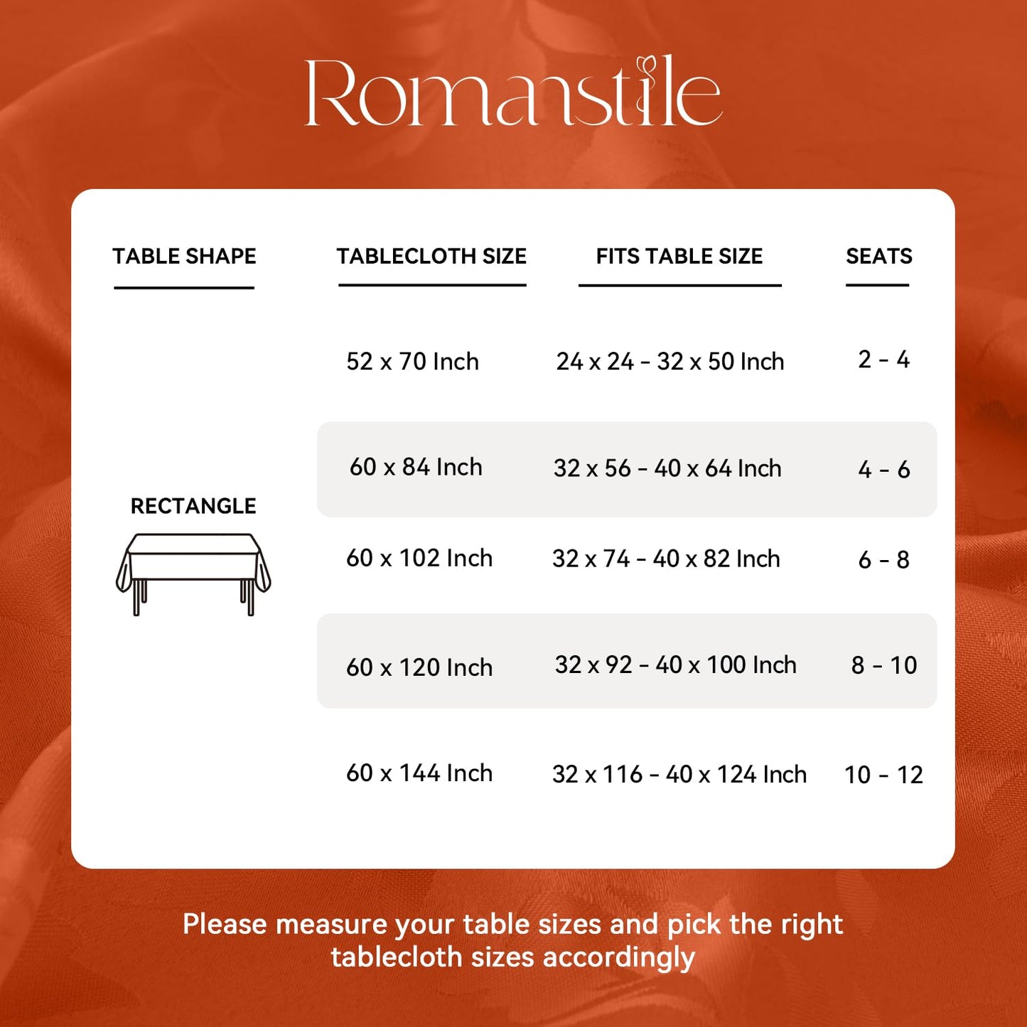 Romanstile Fall Jacquard Rectangle Tablecloth - Thanksgiving Waterproof Table Cloths Autumn Heavy Weight Fabric Table Covers for Dinner/Parties/Holiday - 52 x 70 Inch, Burnt Orange