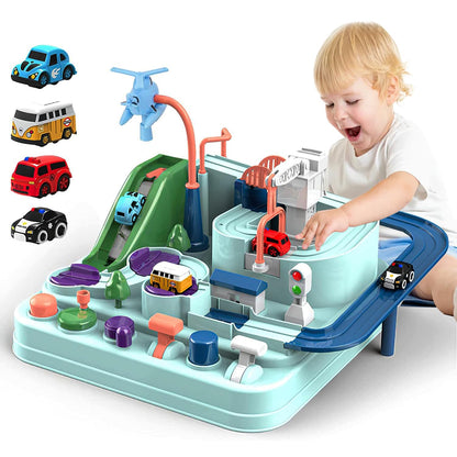 TODARRUN Car Adventure Toy, City Rescue Preschool Educational Toy Vehicle Parent-Child Interactive Racing Kids Toy, Toddler Car Toys for 3 4 5 6 7 8 Year Old Car Track Gifts for Kids