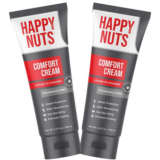 HAPPY NUTS Comfort Cream Deodorant For Men: Anti-Chafing Sweat Defense, Odor Control, Aluminum-Free Mens Deodorant & Hygiene Products for Men's Private Parts 3.4 Fl Oz (2 Pack), Fragrance-Free