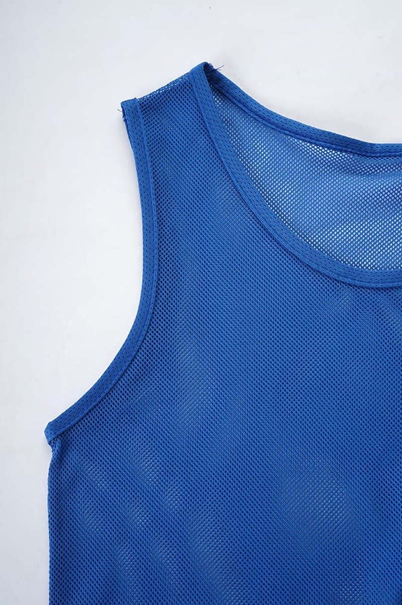 LTHYTY 12 Pack Scrimmage Vest/Team Training Jerseys/Sports Pinnies/Practice Jerseys/Soccer Bibs with Carry Bag (as1, Alpha, s, Regular, Regular, Dark Blue)