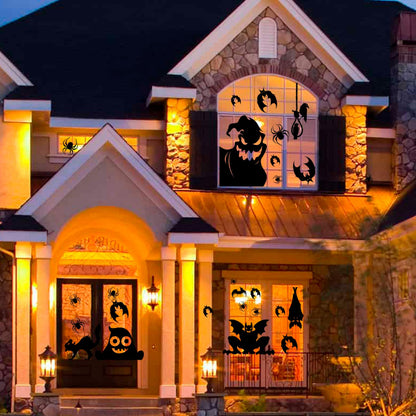 FOIMAS Halloween Window Cling Sticker,Giant Spooky Monster Silhouette Window Decals for Haunted House Halloween Home Decoration,4 Sheets