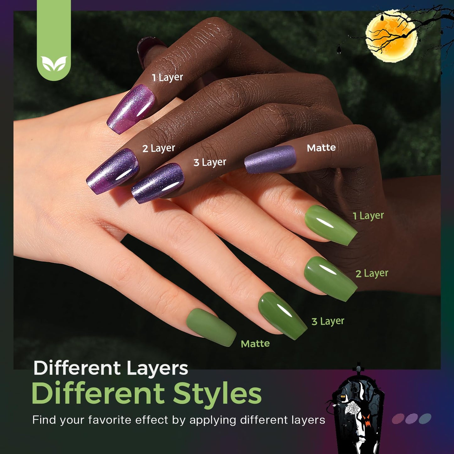 Morovan Dark Nail Polish Set: Glitter Green Dark Red Black Hot Pink Brown Shimmer Fingernail Polish Kit Air Quick Dry Nail Pack for Halloween Nail Art Manicure Gift Holiday Party for Women Girls