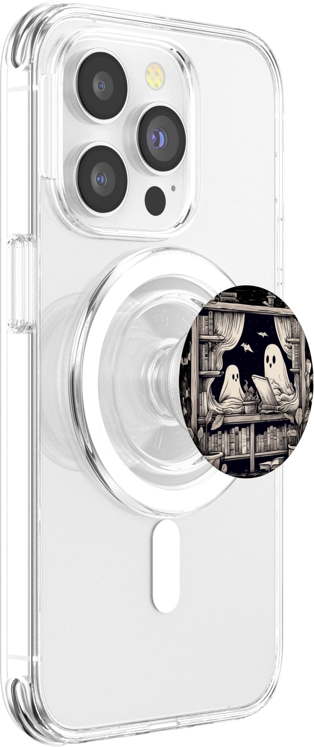 Spooky Ghosts Reading Books Library Bookworm Retro Bookish PopSockets PopGrip for MagSafe
