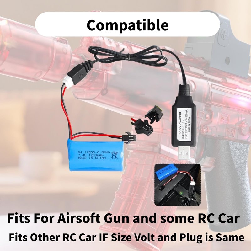 Itexkun 2 pcs 7.4V 1200mAh 5C Li-on Battery SM-2P Plug for Airsoft Gun Water Ball Gun Battery Gel Blaster