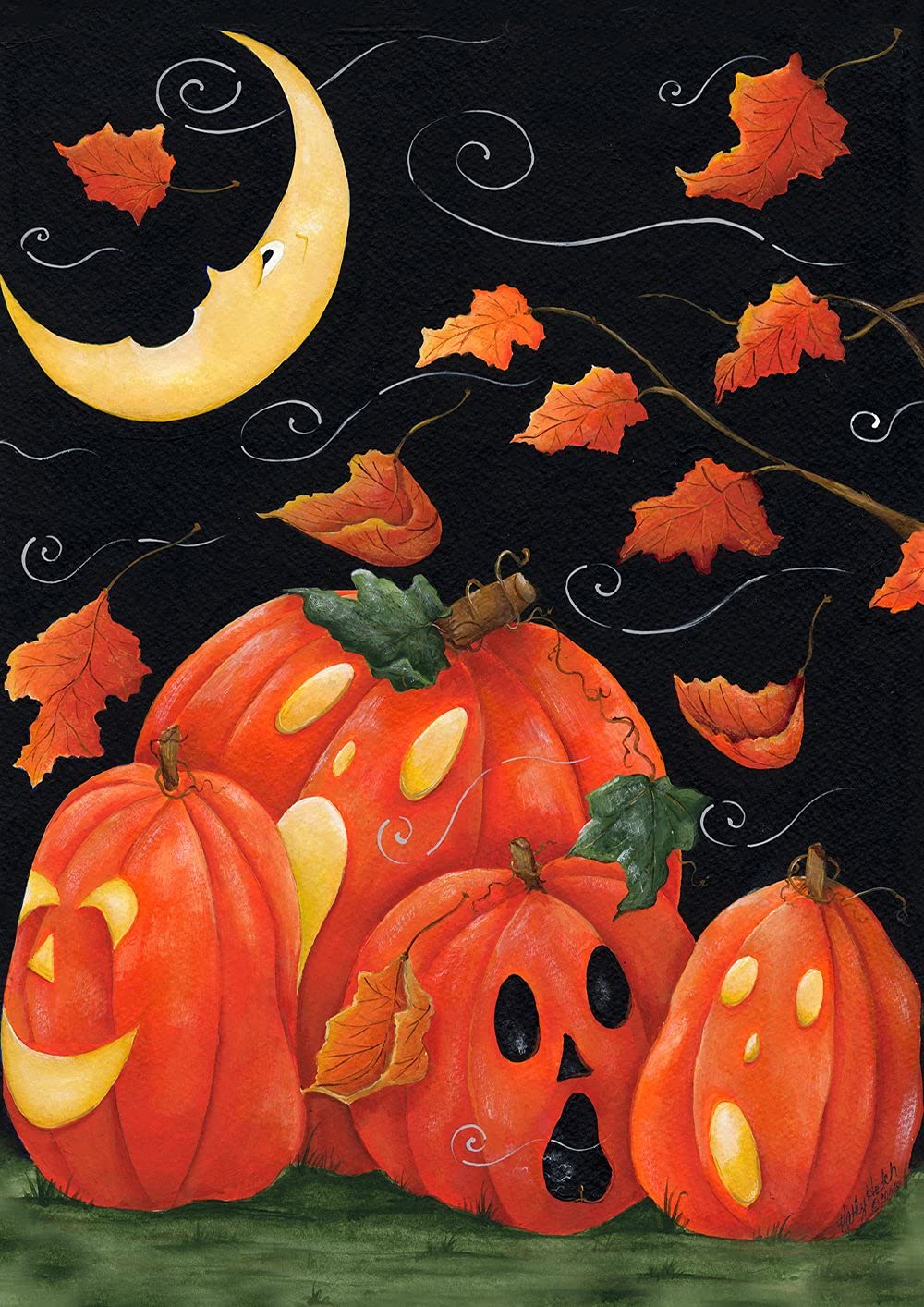 Toland Home Garden 28x40 Inch Double Sided House Flag Halloween Flag, Scary Night Spooky Halloween Garden Flag For Outdoor Yard Flag Decoration