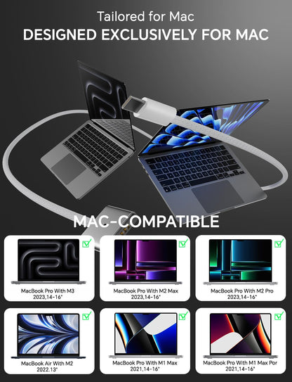 140W Charger for MacBook Pro 16 14 inch Mac Air 15 13 inch 2025 2024 2023 2022 2021 M1–M4【Original Quality】Type C Fast Charger Power Adapter & 6.6FT Type C to Magnetic 3 Cable LED Applicable 2021-2025