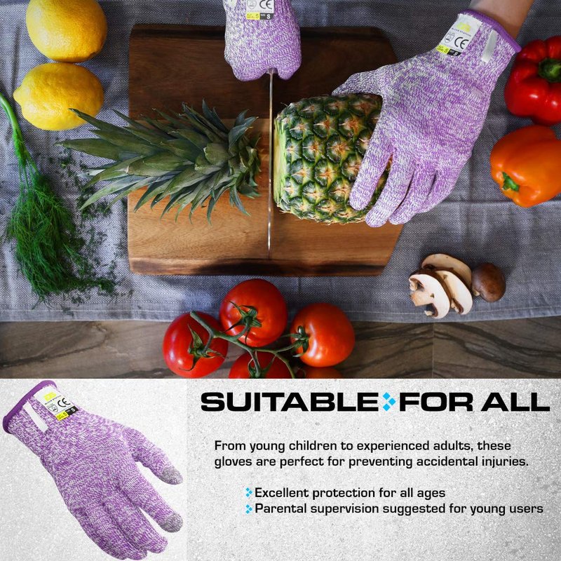 Glove Station Ultra Durable Series Cut Resistant Gloves - Cutting Gloves for Chefs, BBQ and Cooking - Level 5 Protection, Food Grade Safe Cut - Purple, Medium Size