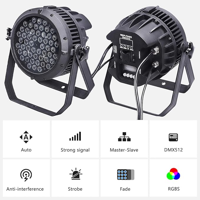 Led Stage Lights, 54x3w RGBW Waterproof Led Par Light, IP67 DMX Outdoor LED Uplight