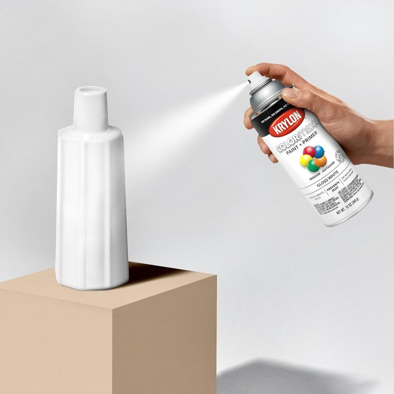 Krylon COLORmaxx Spray Paint & Primer - Gloss White 12 Oz for Indoor/Outdoor Use