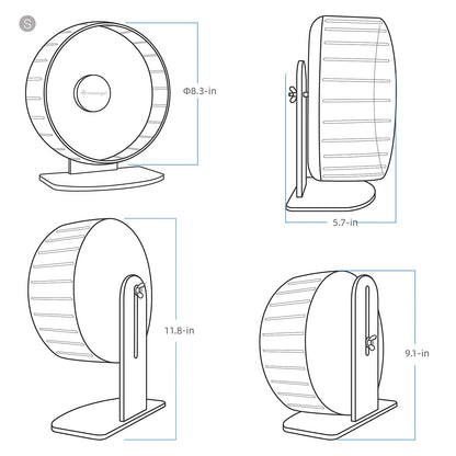 Niteangel Super Silent Hamster Exercise Wheels - Quiet Spinner Hamster Running Wheels with Adjustable Stand for Hedgehog Gerbils Mice Or Other Small Animals (Small, Transparent)