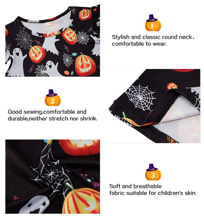 Funnycokid Princess Girls Halloween Nightgowns Pajamas Dress 10 Years Comfortable A-Line Knee Length Sleepwear for Halloween Carnival 9-10 T