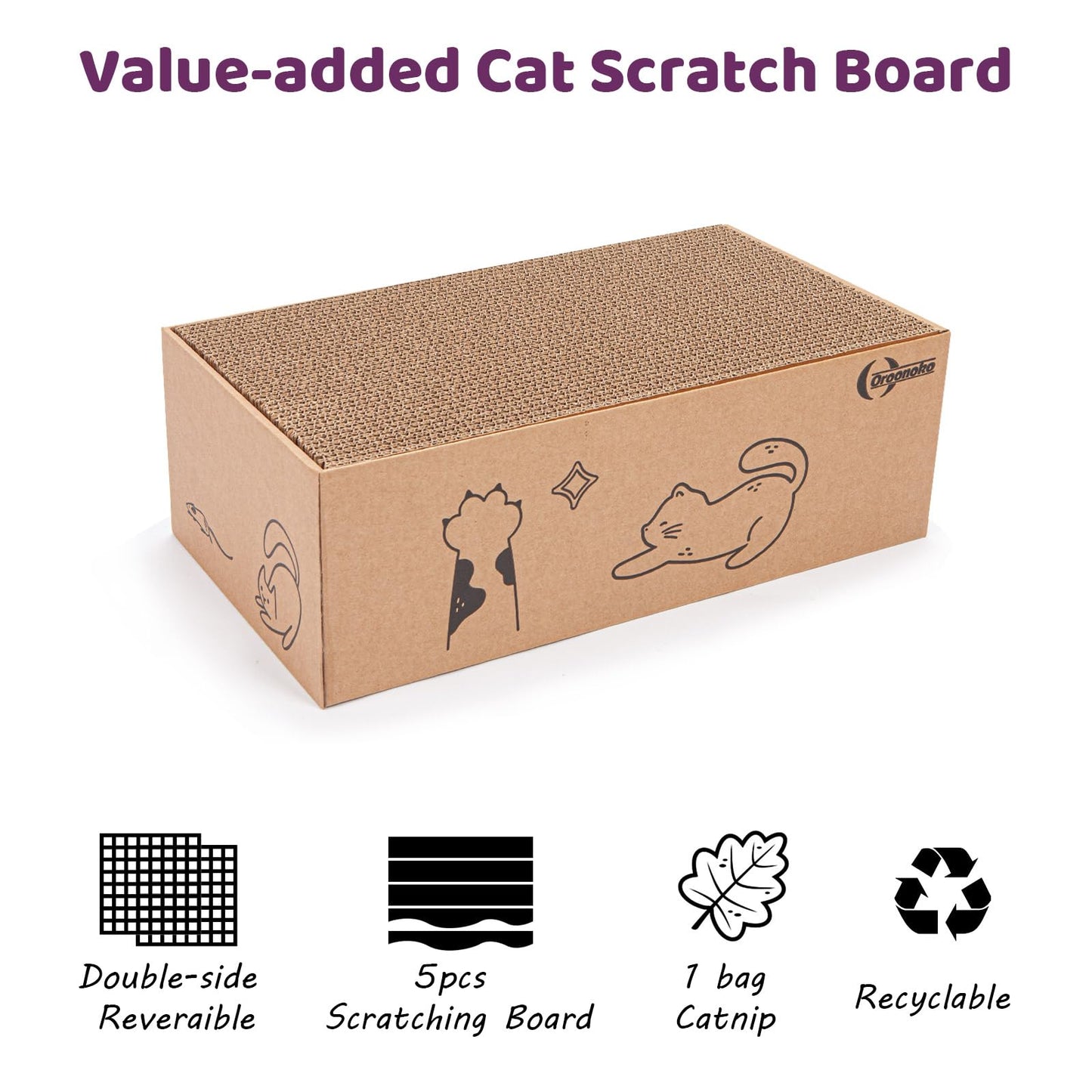 5 in 1 Cat Scratcher Cardboard,XL-Large Cat Scratch Pad,Cat Scratching Boards with Box for Medium to Large Cat Indoor Use Protecting Furniture Wall and Sofa