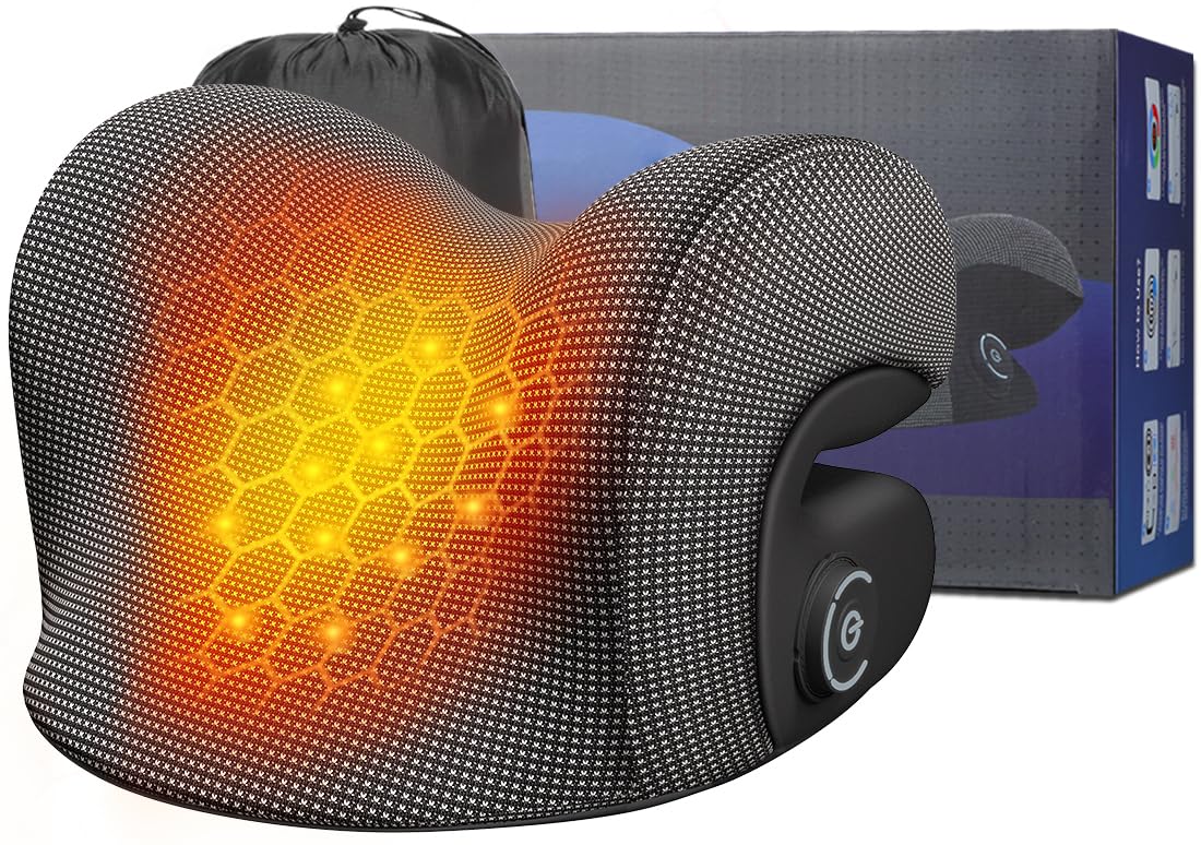 Wireless Heated Neck Stretcher for Pain Relief, Portable Cordless Neck Shoulder Cervical Traction Device with Graphene Heating Pad No Smell Magnetic Therapy Case Relaxer for TMJ Migraine Spine Alignme